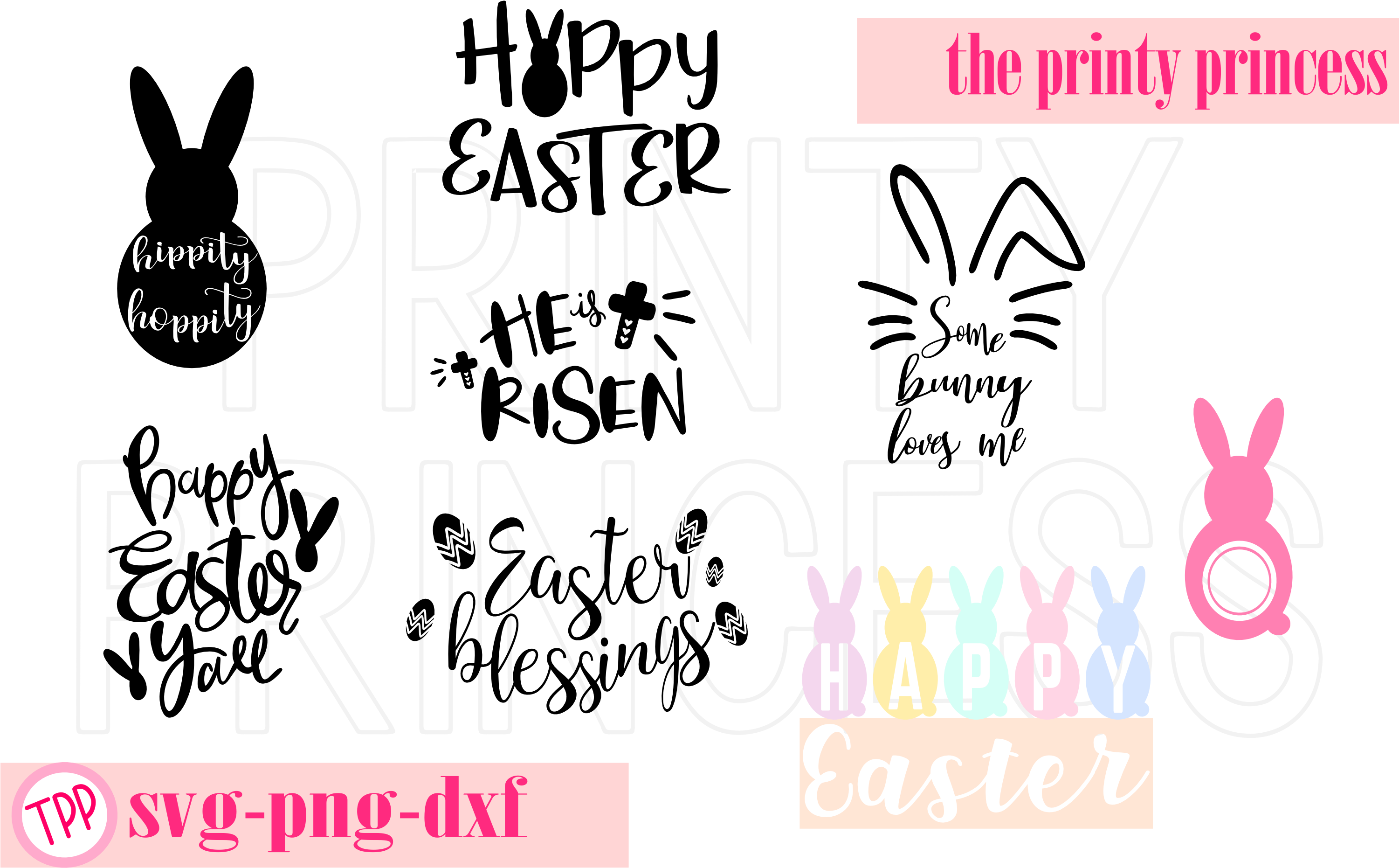 Happy Easter Bunny Svg Design File Svg Png Dxf Example (3000x2000), Png Download