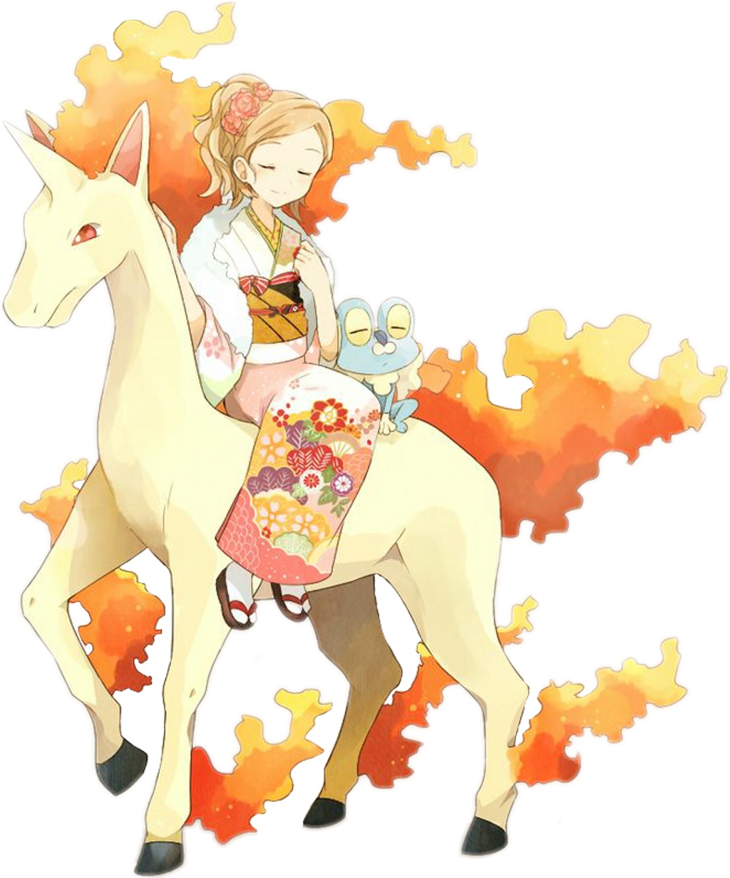 Rapidash Pokémon Unicornio Caballo Fuego - Illustration (1024x1231), Png Download