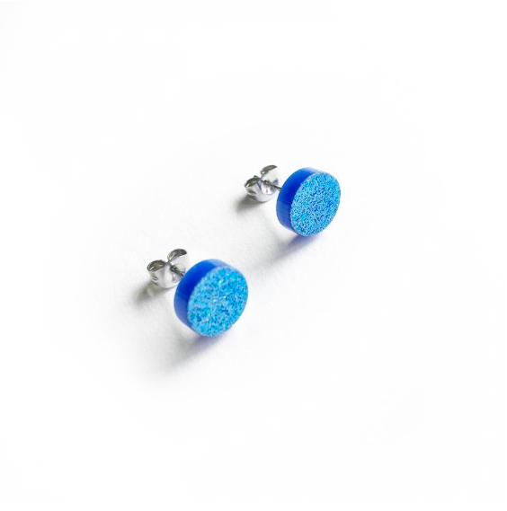 Dot Studs Glitter Blue - Earrings (564x569), Png Download