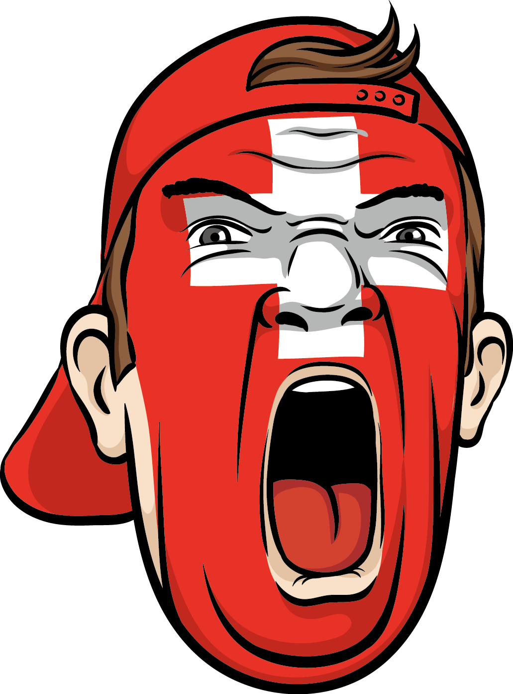 Yelling Swiss Face - Football Fan Face Png (1031x1393), Png Download