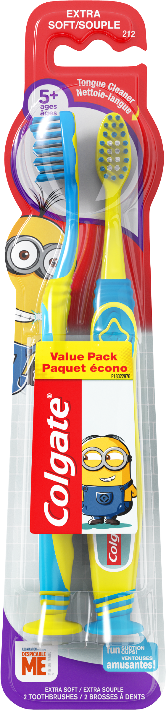 Colgate Minions Kids Manual Toothbrushes With Suction - Colgate (2500x2500), Png Download