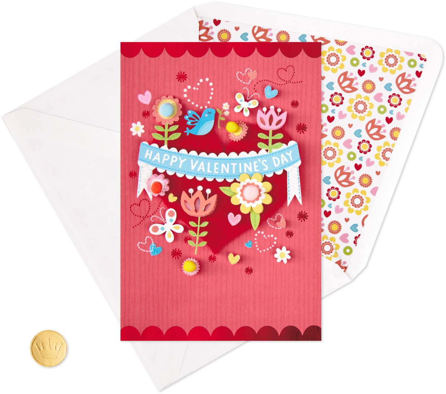 Red Heart With Cute Banner Valentine's Day - Paper (1470x1470), Png Download