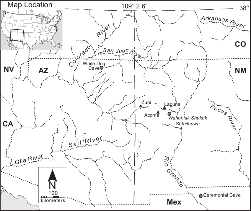 Map Of The North American Southwest Showing The Location - American Southwest River Maize Map (850x717), Png Download
