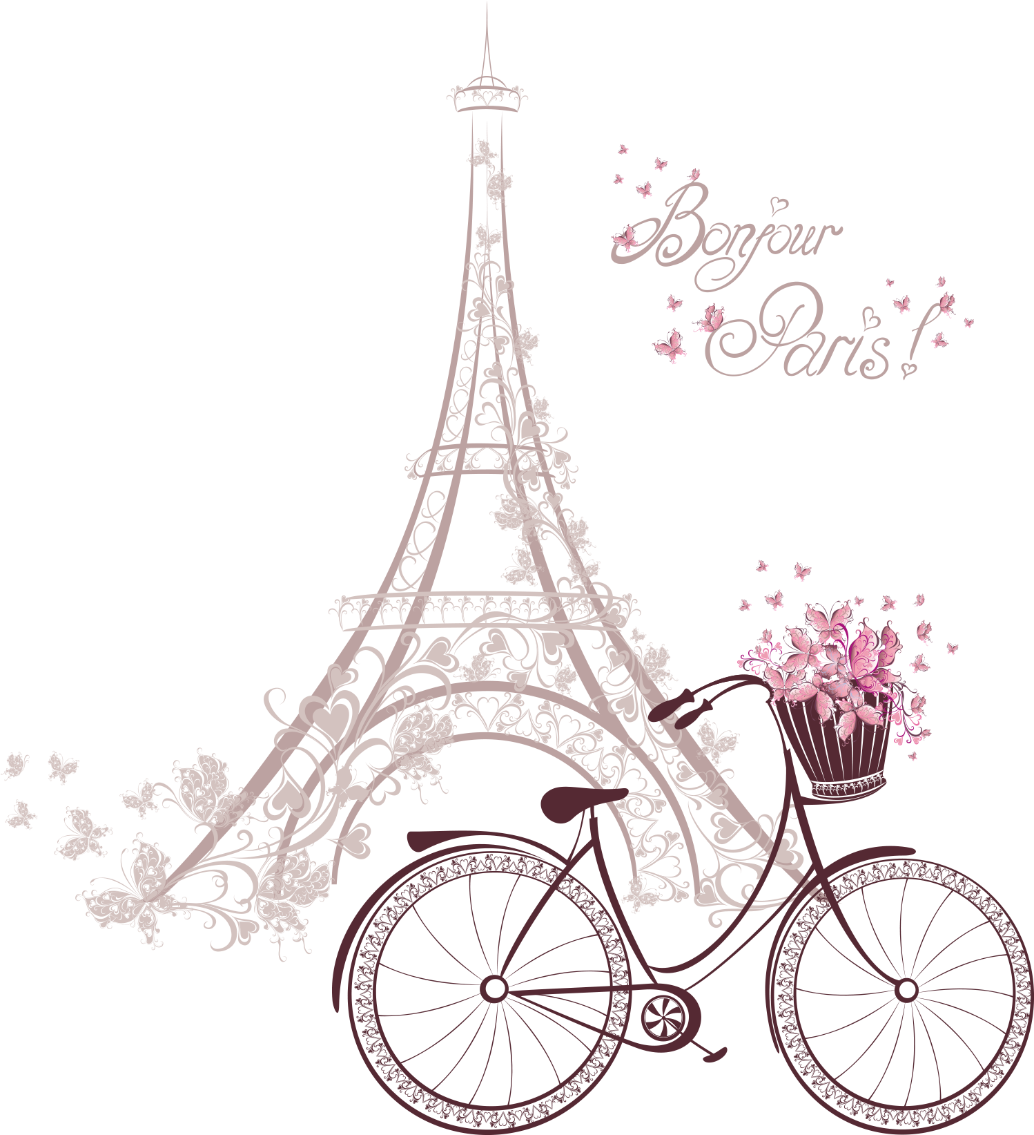 Eiffel Tower Notre Dame - Imagen De Paris En Dibujo (1550x1692), Png Download
