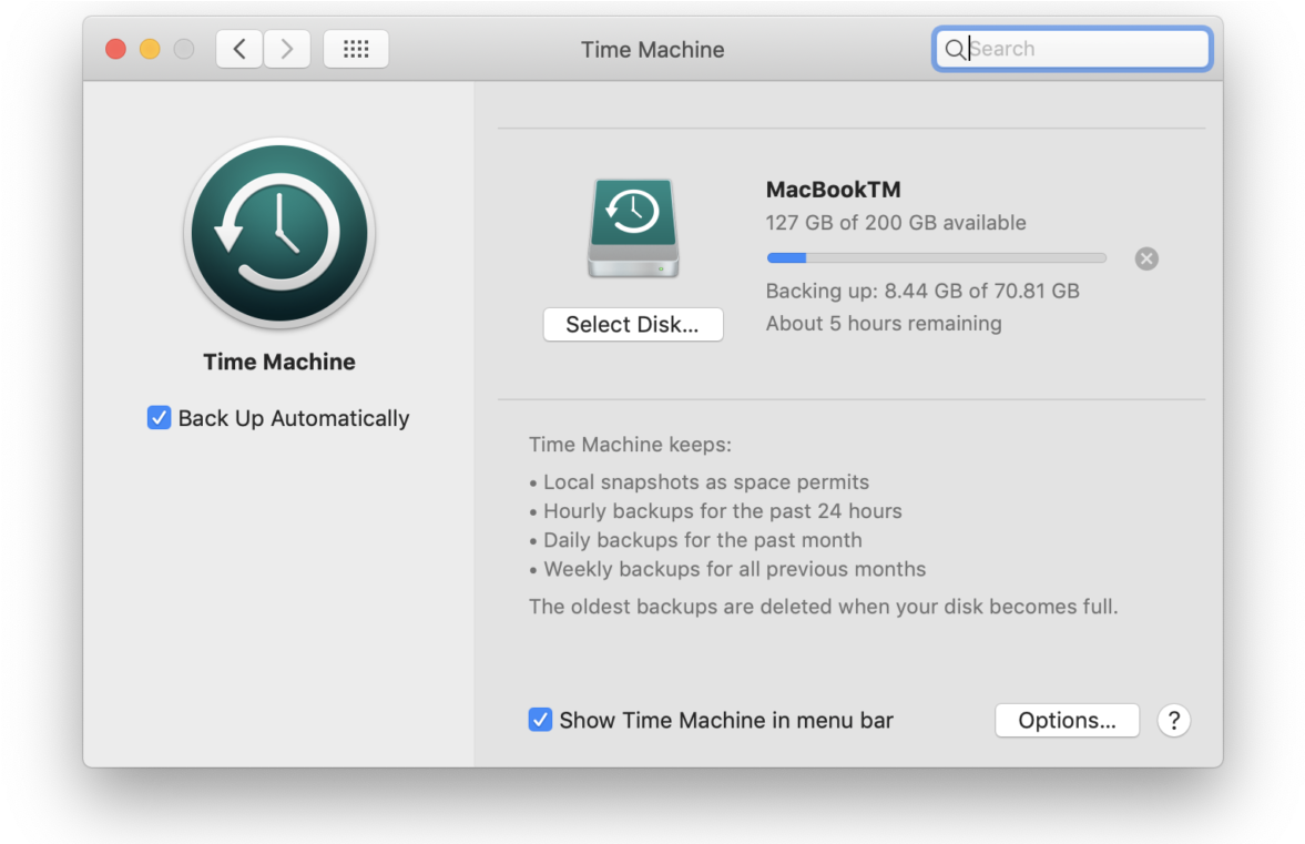Disk time. Mac os отключить time machine.