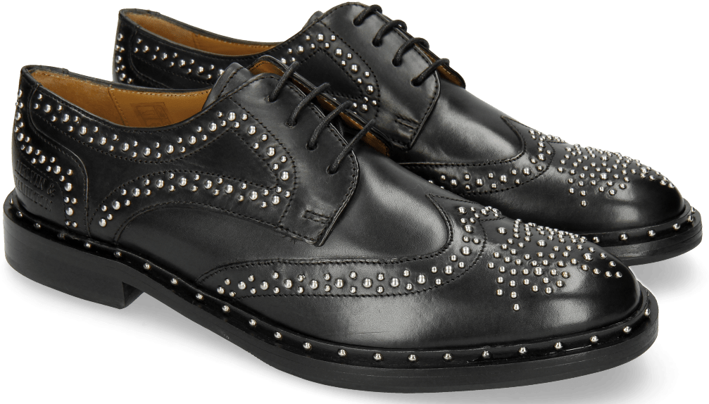 Derby Shoes Sally 53 Black Rivets Outside - Melvin & Hamilton (1024x1024), Png Download