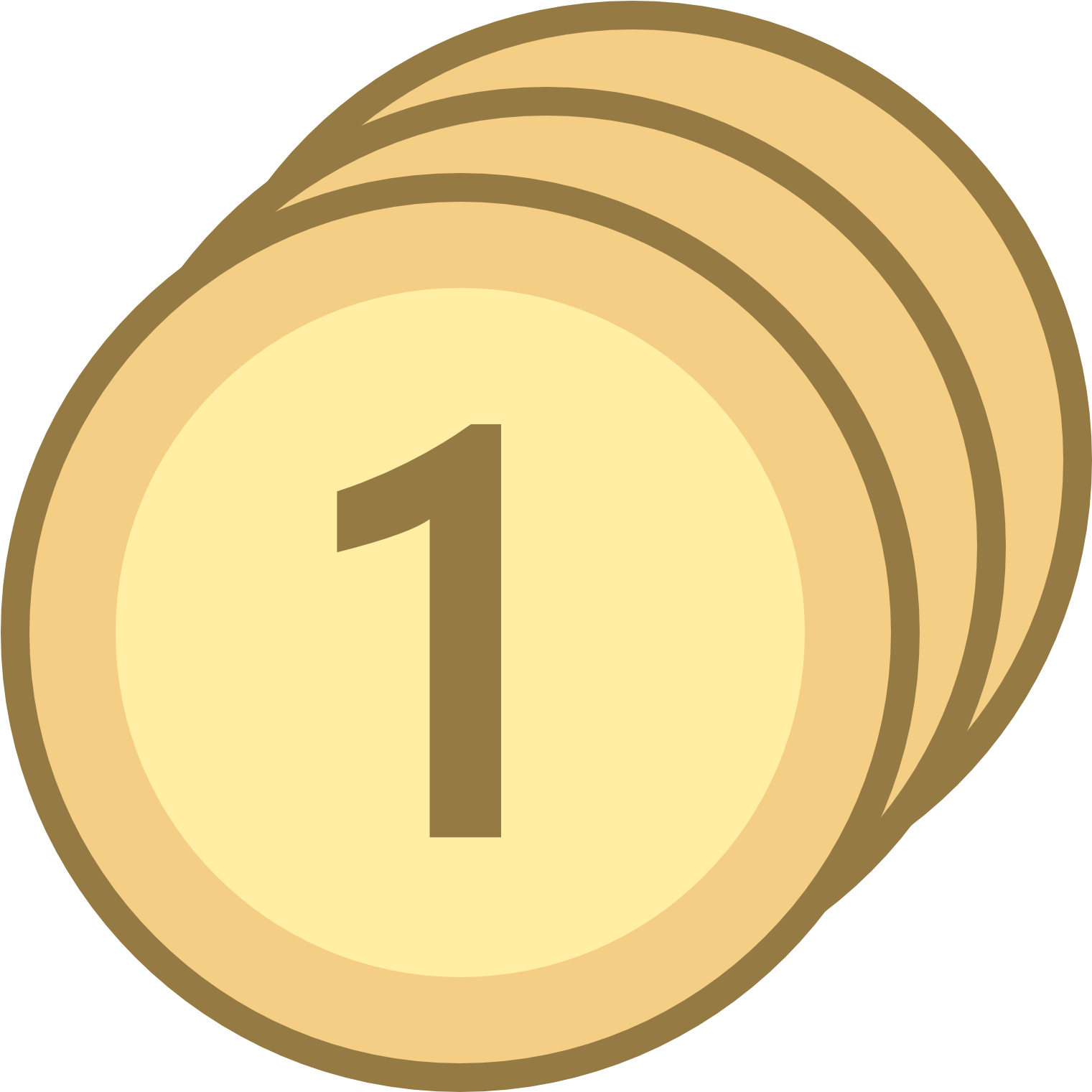 The Icon Shows A Round Button With The Number One - Icon (1600x1600), Png Download