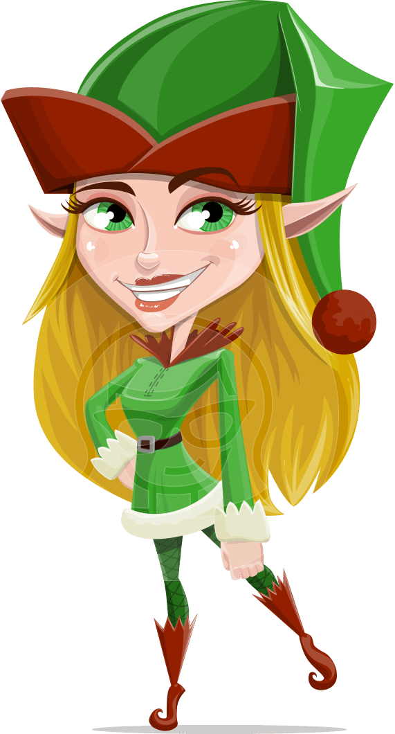 571 X 1060 7 - Female Christmas Elf Cartoon (571x1060), Png Download