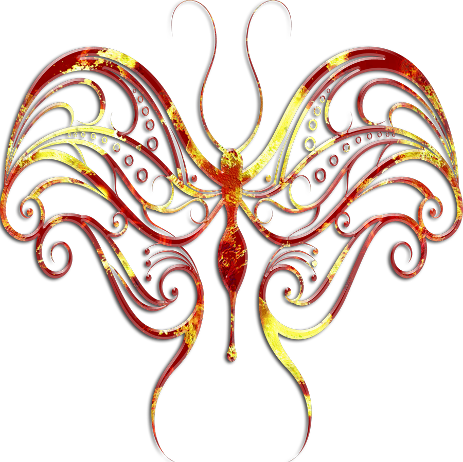 Red Butterfly - Illustration (900x899), Png Download
