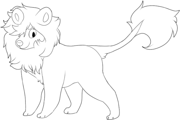 Lion Base P - Line Art (600x402), Png Download