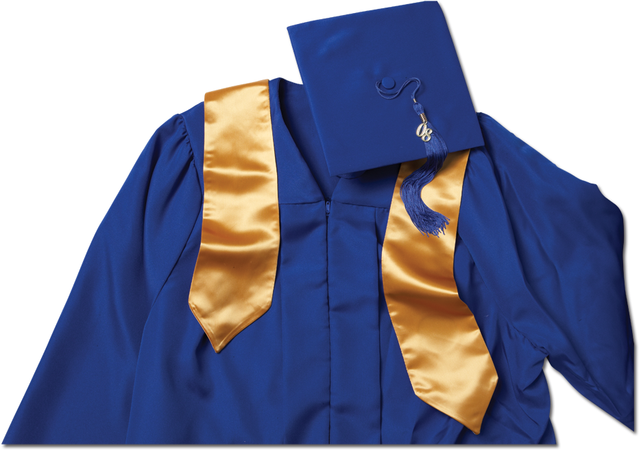Senior Portraits & Cap And Gown Orders - Orange And Blue Cap And Gown (992x700), Png Download