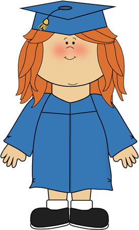 Girl Wearing Graduation Cap And Gown - Student Reading Clip Art (273x450), Png Download