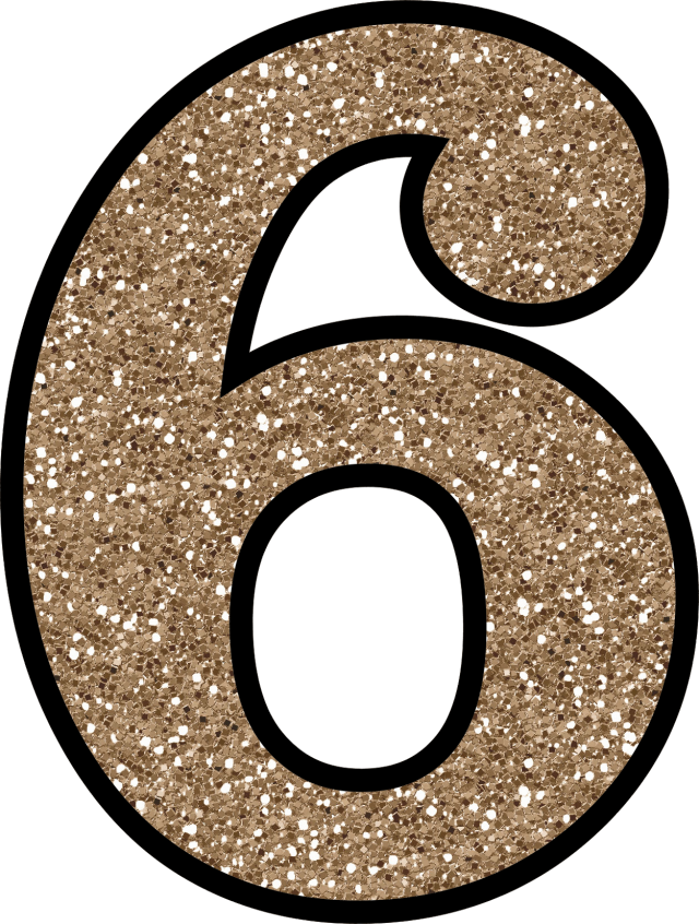 Glitter Without The Mess Free Digital Printable Glitter - Gold Glitter Number 6 (640x846), Png Download