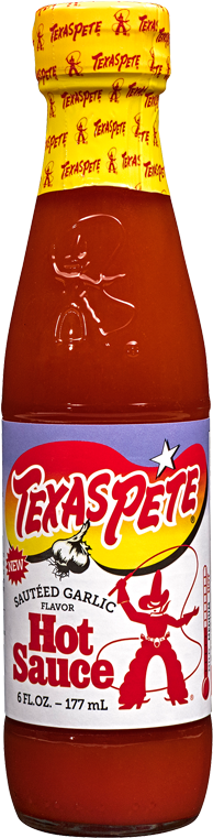 Texas Pete Garlic Hot Sauce Bottle - T W Garner Food Co. Texas Pete Garlic Hot Sauce - 6 (229x971), Png Download