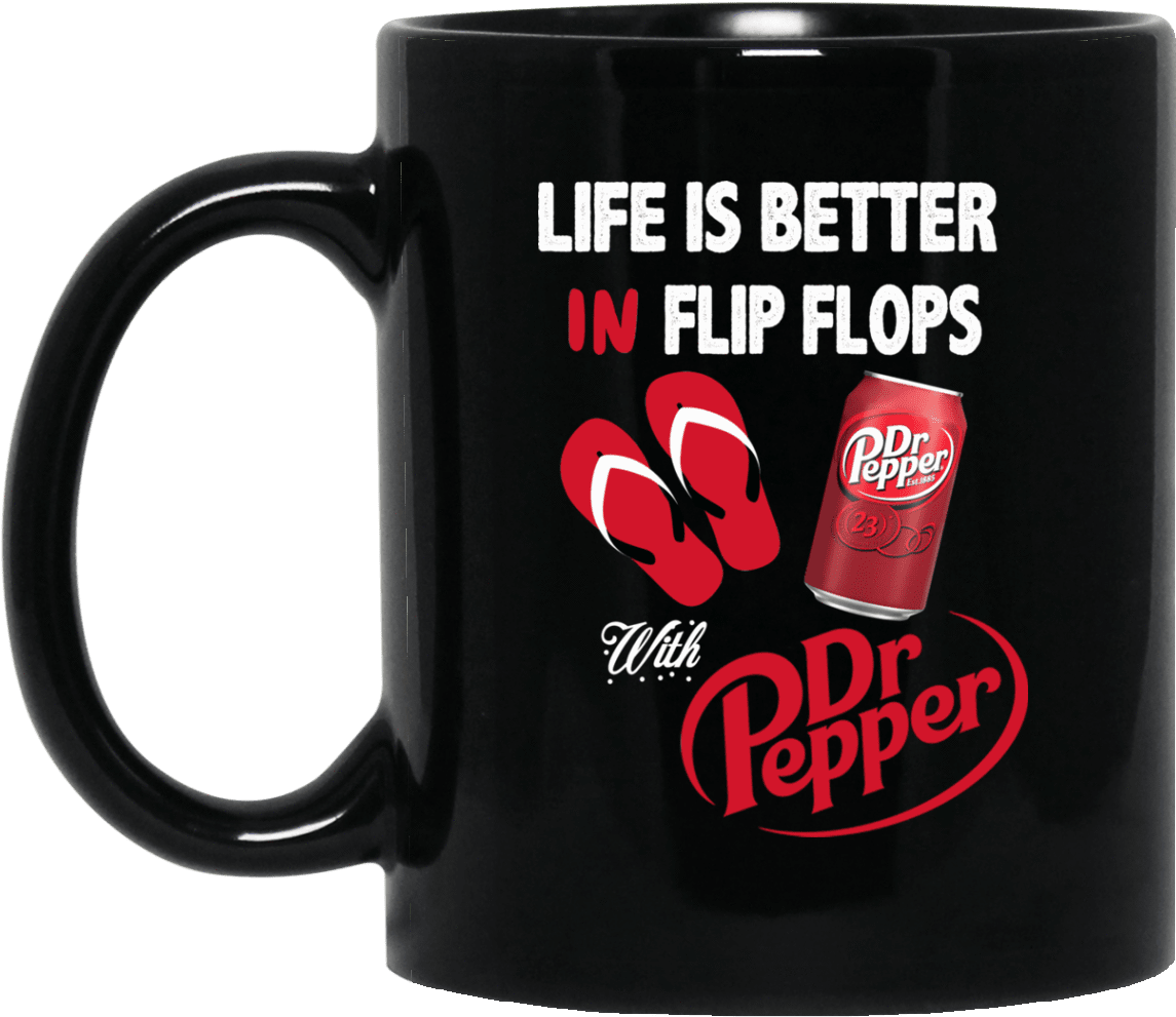 Life Is Better In Flip Flops With Dr Pepper Mug - Caffeine Free Dr Pepper, 12 Fl Oz Cans, 12 Pack (1155x1155), Png Download
