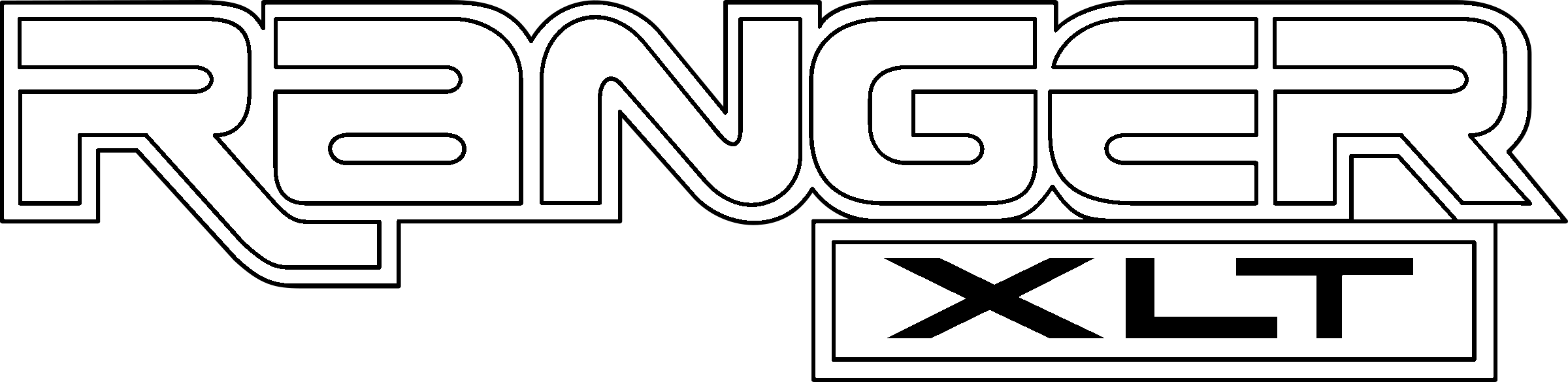 Ford Ranger Xlt Logo Black And White - Ford Ranger Logo Png (2400x585), Png Download