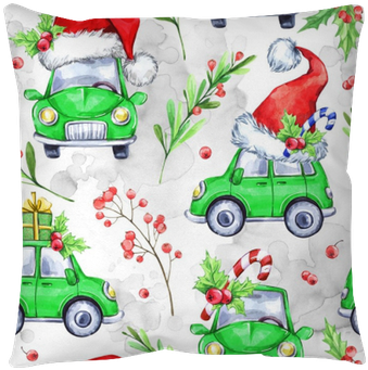 Watercolor Seamless Pattern With Cartoon Holidays Cars, - Holiday (400x400), Png Download