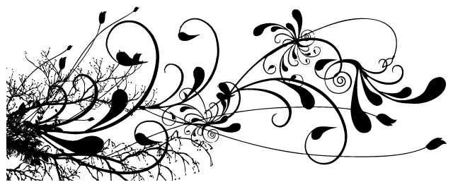 Black Floral Swirl Tattoo Design - Black And White Swirls Png (640x265), Png Download