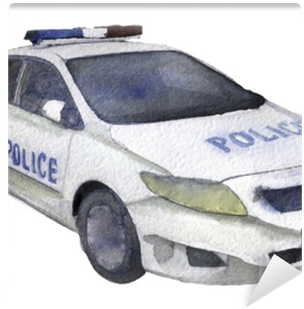Watercolor Sketch Of Police Car On White Background - Police Car (400x400), Png Download