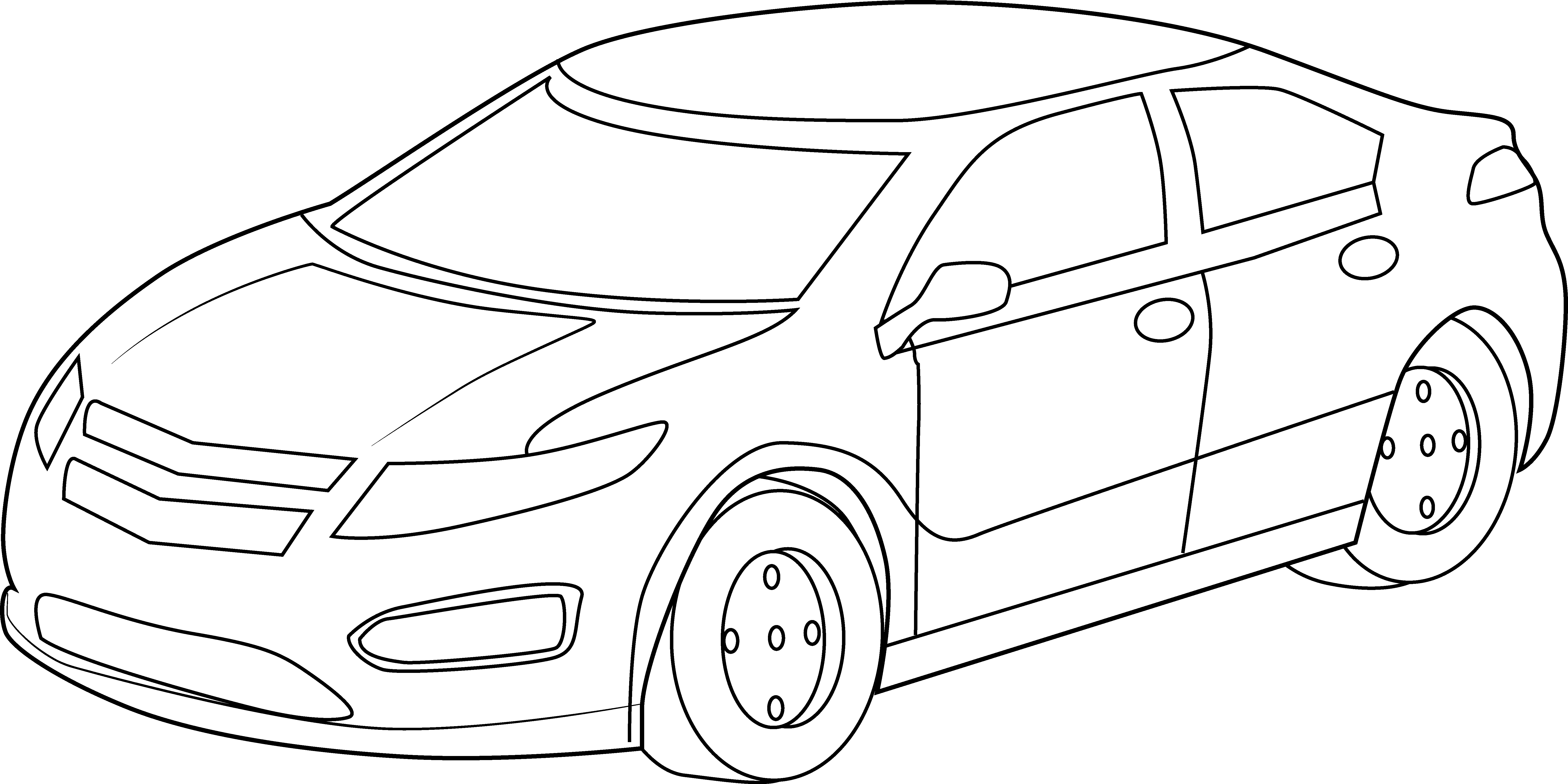 Sports Car Clipart Wallpaper For Android - Car Black And White Clip Art (6881x3443), Png Download