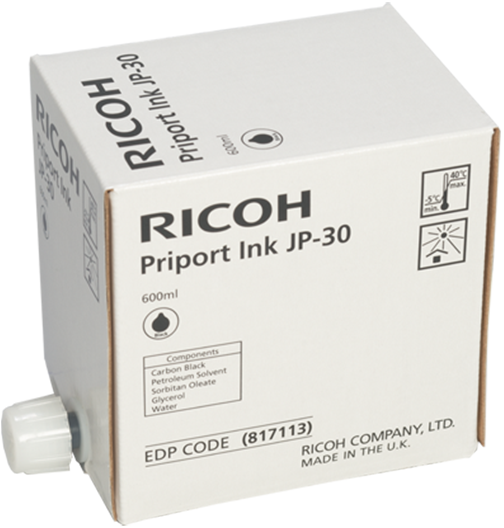 Ricoh Black Priport Inkjp-30 - Ricoh Jp12 Ink Refill - 1-pack Black (504x528), Png Download