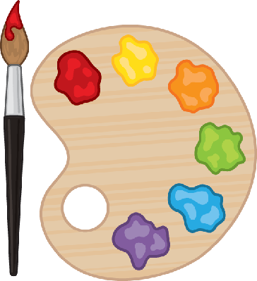 Paintbrush And Palette Png Image Black And White Stock - Paintbrush And Palette Clipart (364x399), Png Download