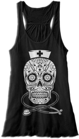 Dia De Los Nurse - Sugar Skull Nurse Svg (397x480), Png Download