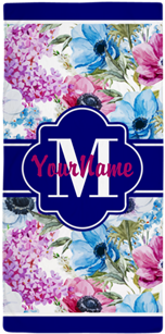 Boho Watercolor Floral Personalized Beach Towel (350x350), Png Download