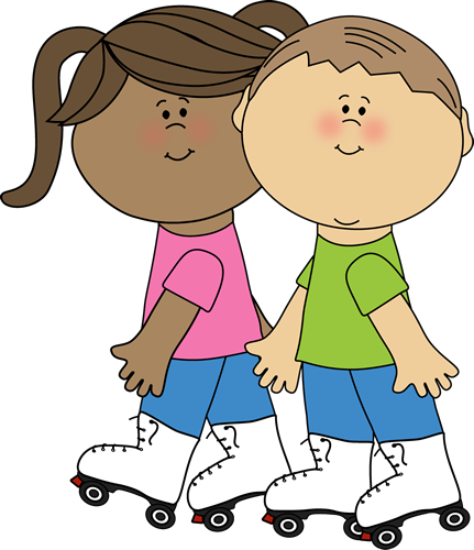 Kids Roller Skating Clip Art (431x500), Png Download