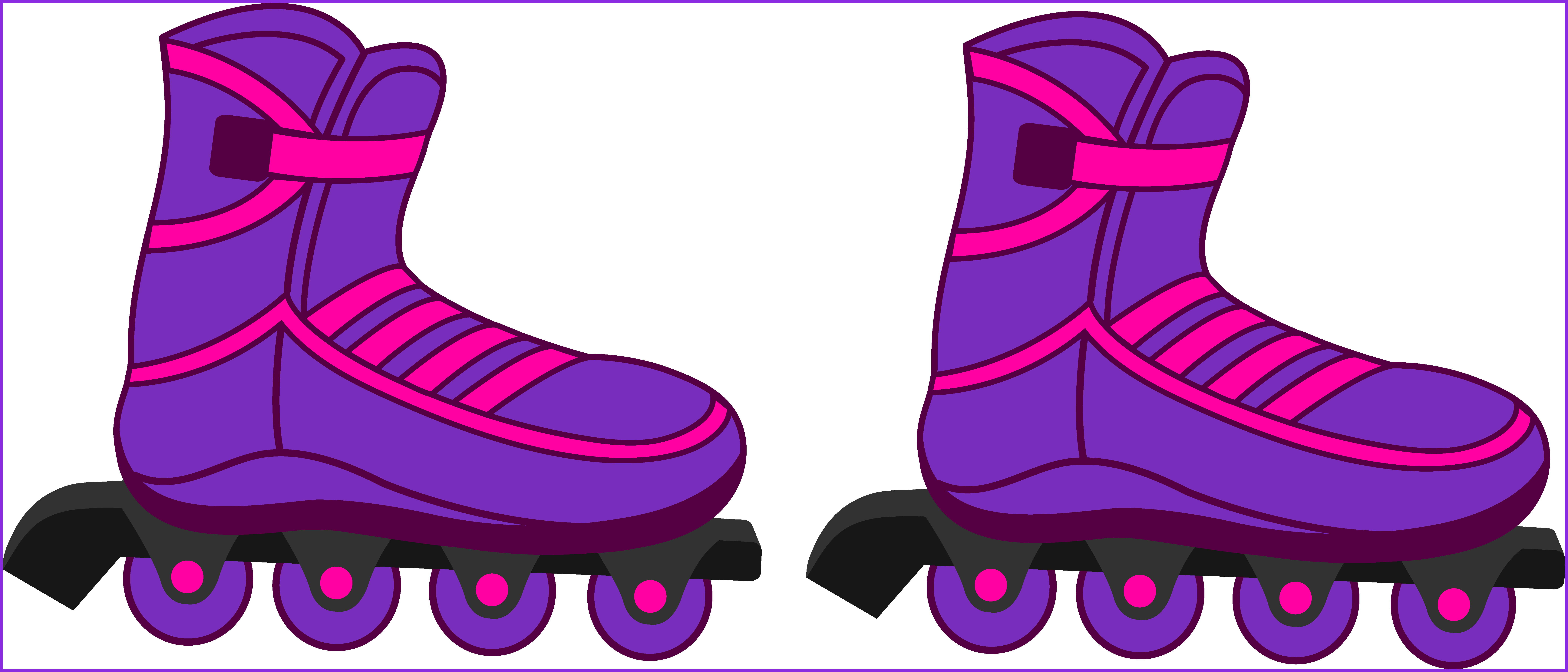 Free Library Appealing Rainbow Skate Birthday Party - Roller Blades Clipart (8315x3564), Png Download