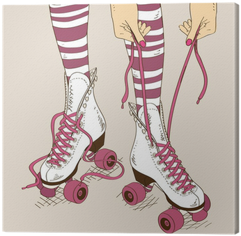 Illustration With Female Legs In Retro Roller Skates - Roller Shoe 90s Illustration (400x400), Png Download