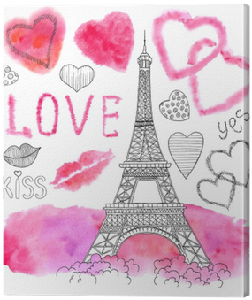 Design Set With Watercolor And Graphic Love Symbols - Graphics (400x400), Png Download