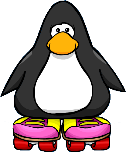 Pink Rollerskates From A Player Card - Club Penguin 206 (522x519), Png Download