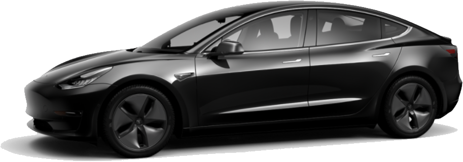 Tesla Model 3 In Black Electric Car Ev - Black Tesla Model 3 Aero Wheels (913x320), Png Download