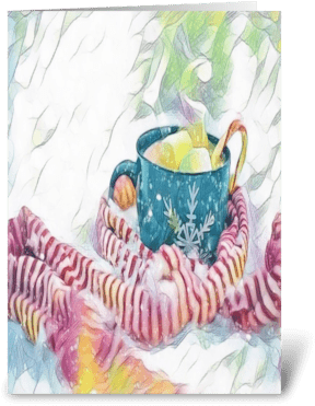 Winter Time Hot Cocoa Greeting Card - Still Life (350x396), Png Download
