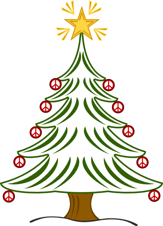Tree Xmas Christmas Peace Symbol Sign Art 555px - Merry Christmas Tree Simple (555x767), Png Download