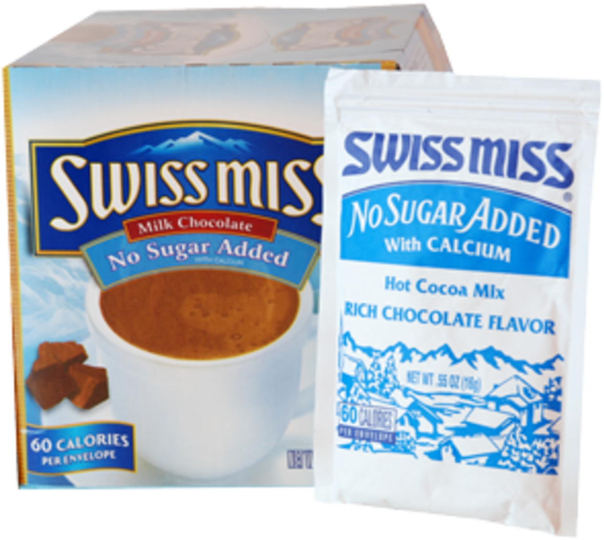 Swiss Miss Hot Cocoa Mix No Sugar Added - Swiss Miss Hot Cocoa Mix, Milk Chocolate (1200x1080), Png Download