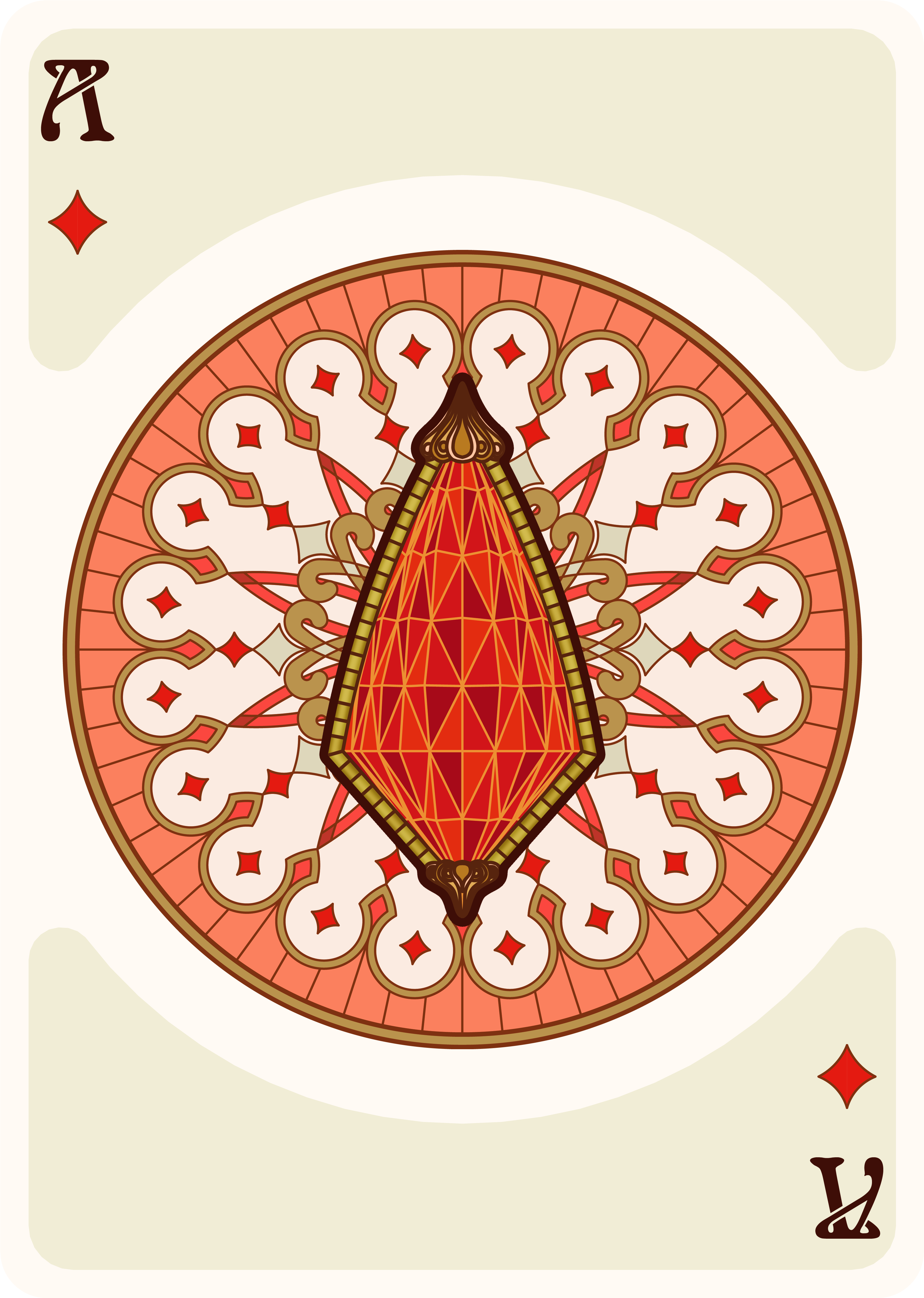 Nouveau Playing Cards Ace Of Diamonds - Playing Card (3776x5152), Png Download
