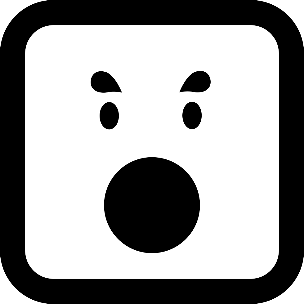 Emoticon Square Surprised Face With Open Circular Mouth - Icon (980x980), Png Download