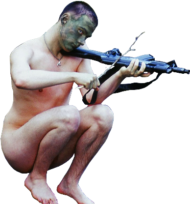 Personnaked - Man With Rifle Png (402x417), Png Download