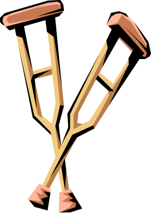 Vector Illustration Of Mobility Aid Crutches For Short-term - Par De Muletas Desenho (498x700), Png Download