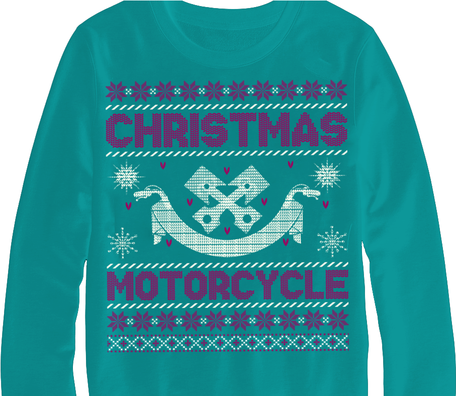 Christmas Motorcycle Sweater Design Long Sleeved T Shirt Full Size Png Download Seekpng
