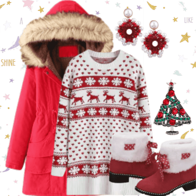 #sweater2017 #btslook #boots #jacket #earrings #xmas - Sweater (640x640), Png Download