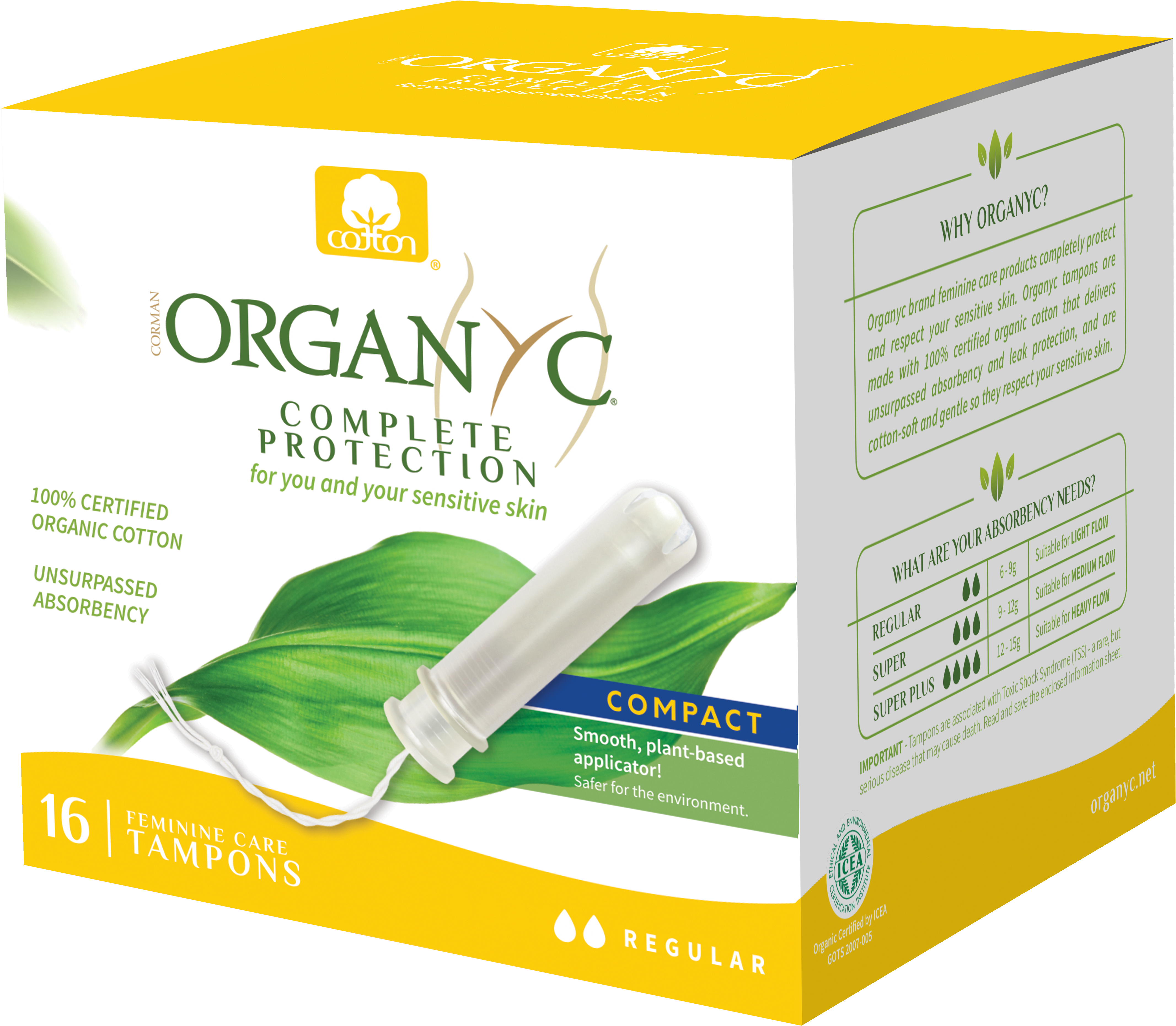 Organyc 100% Certified Organic Cotton Tampons, Normal - Cotton Inc (4726x4266), Png Download