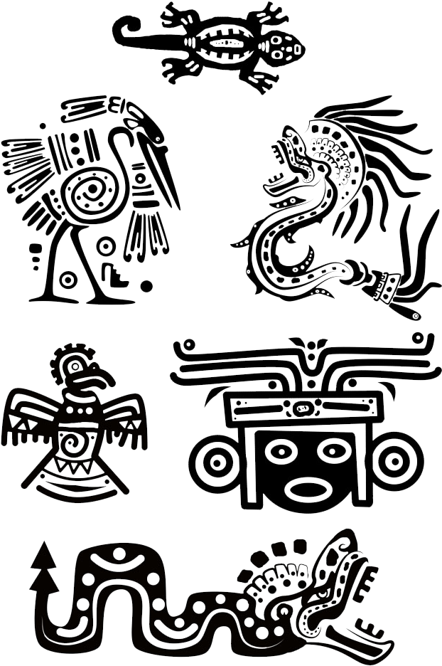 Tattoo Ancient Maya Egypt Animals Symbol Aztec Clipart - Ancient Maya Art (707x1000), Png Download