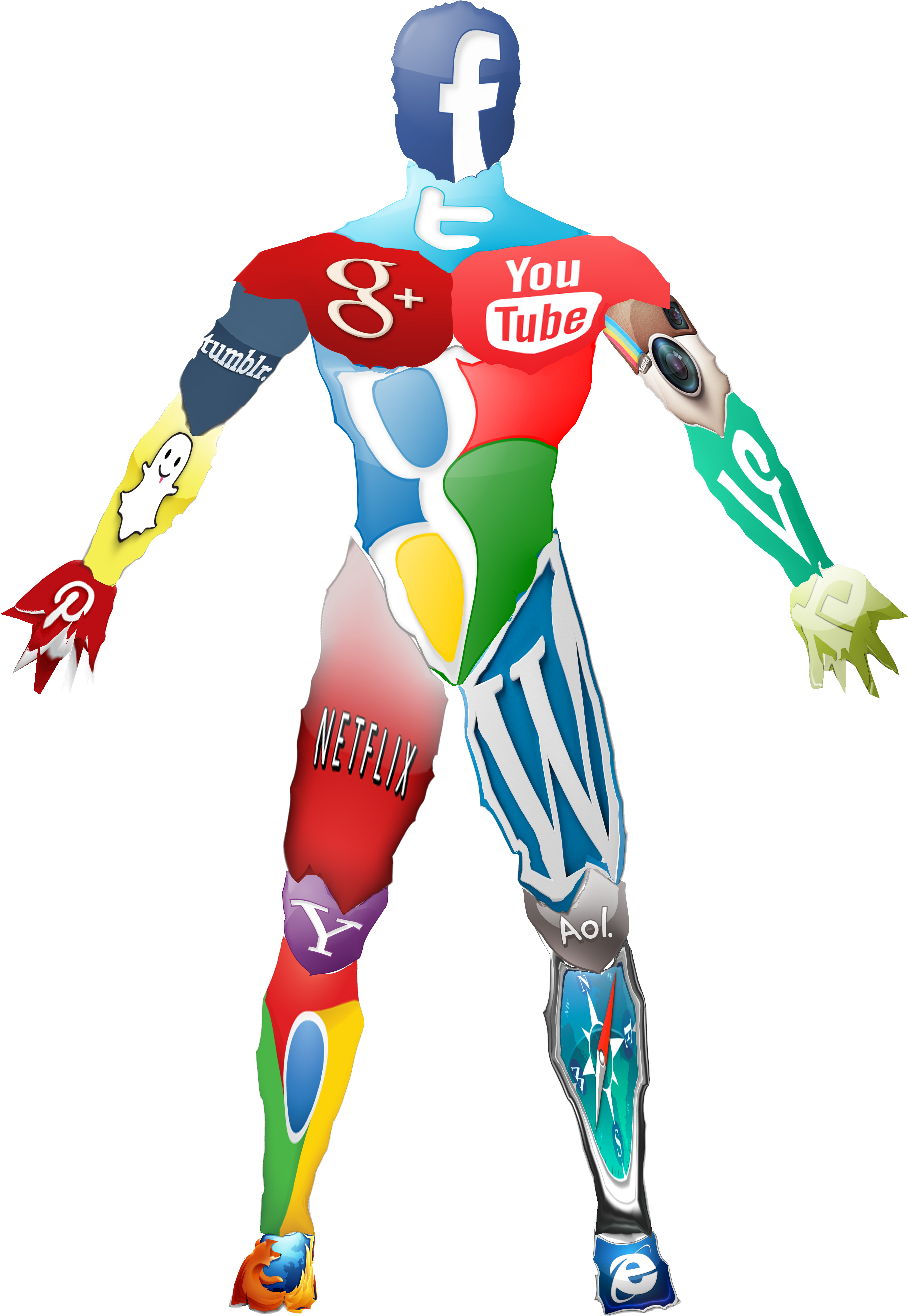Social Media Icon Body Collage - People Using Social Media Icon (5400x7200), Png Download