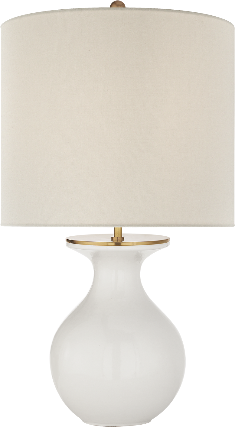 Albie Small Desk Lamp In New White With Cream Linen - Gourd White Lamp (1440x1440), Png Download