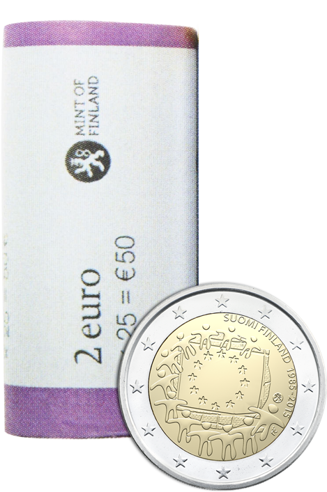 2€ Rulla Suomi 2015 Eu-lippu 30v - Coin (754x754), Png Download