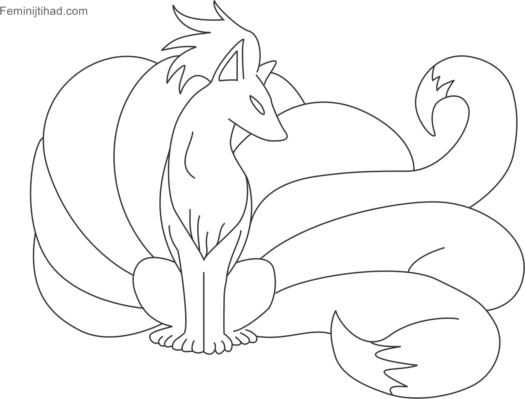 Pokemon Coloring Pages Vulpix - Line Art (1920x1358), Png Download