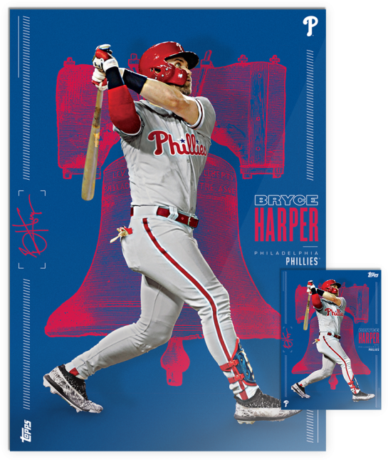 Bryce Harper's Phillies Debut Comes Via Topps Baseball - College Softball (561x652), Png Download